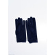 Темно-синие тонкие флисовые перчатки с кружевом и бантом на манжете