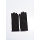 Чорні еластичні тонкі рукавички на флісі з помпоном