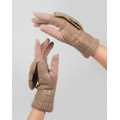 Бежевые комбинированные перчатки-варежки