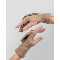 Бежевые комбинированные перчатки-варежки