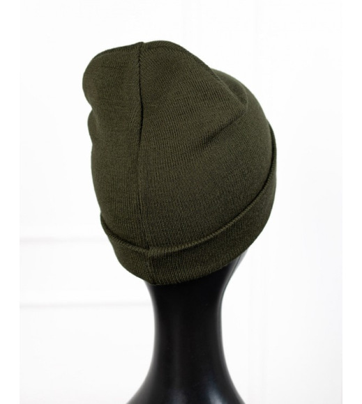 Зелена шапка біні із трикотажу