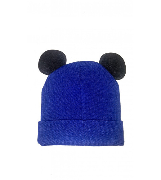 Ярко-синяя шапка с ушками