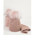Темно-розовый зимний комплект с шапкой и хомутом