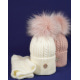 Темно-рожевий зимовий комплект з шапкою і хомутом
