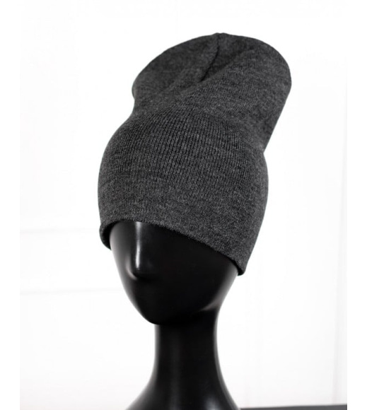 Темно-сіра шапка біні з трикотажу