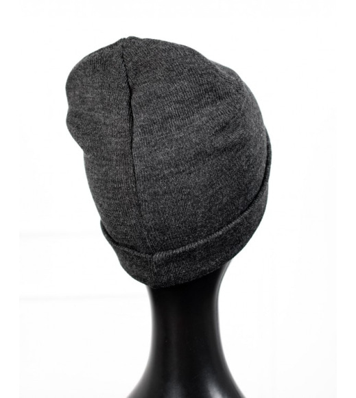 Темно-серая шапка бини из трикотажа