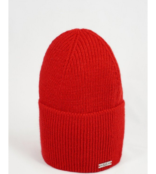 Червона вовняна шапка з широким підворіттям