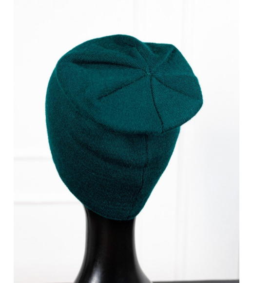 Зелена вовняна шапка на флісі