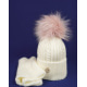 Молочный зимний комплект с шапкой и хомутом
