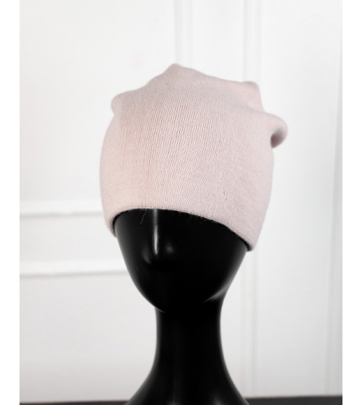 Світло-рожева вовняна шапка на флісі