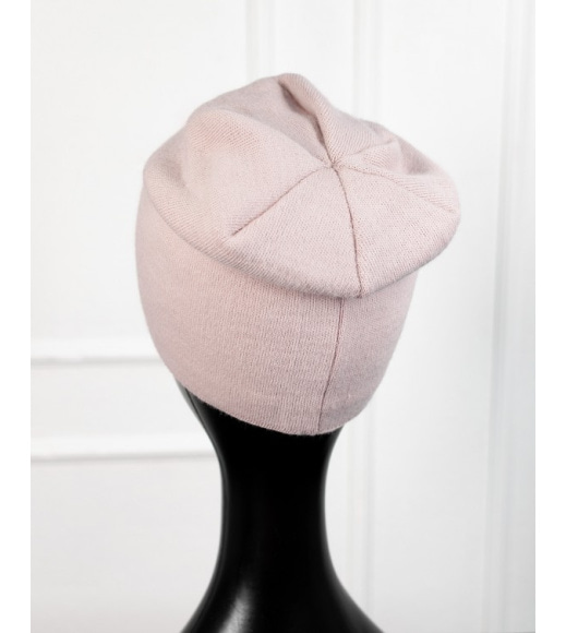 Світло-рожева вовняна шапка на флісі
