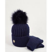 Темно-синий зимний комплект с шапкой и хомутом