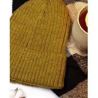 Однотонная вязанная шапка бини цвета хаки