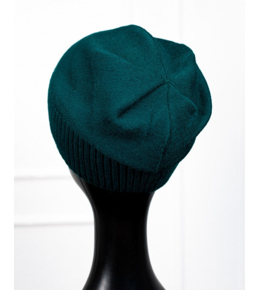Зелена утеплена флісом шапка з відворотом