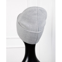 Сіра кашемірова шапка з відворотом