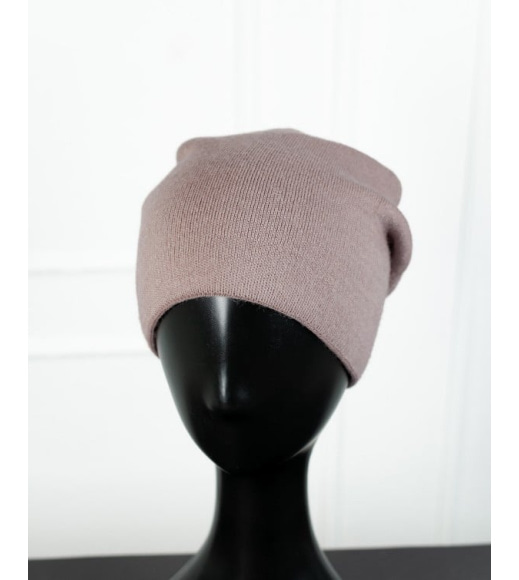 Розовая шерстяная шапка на флисе