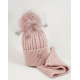 Розовый зимний комплект с шапкой и хомутом