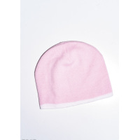 Рожева демісезонна шапка з білим кантом