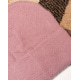 Темно-розовая шапка из пряжи-травки с подворотом