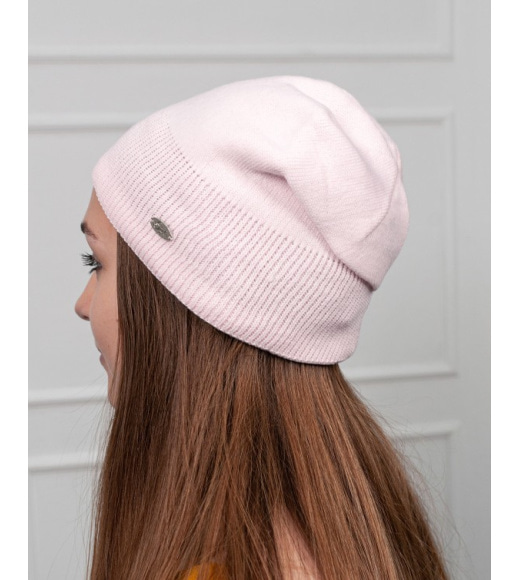 Розовая однотонная шапка на флисе
