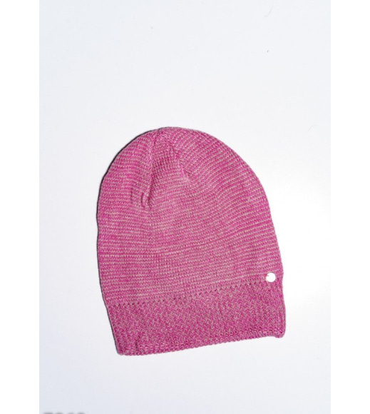 Рожева смугаста шапка з еластичною манжетою