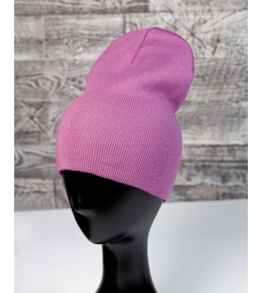Темно-розовая шапка бини из трикотажа