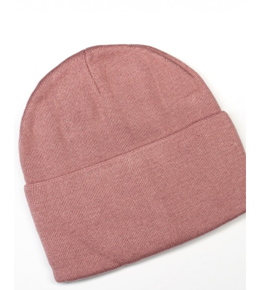 Темно-розовая трикотажная шапка бини