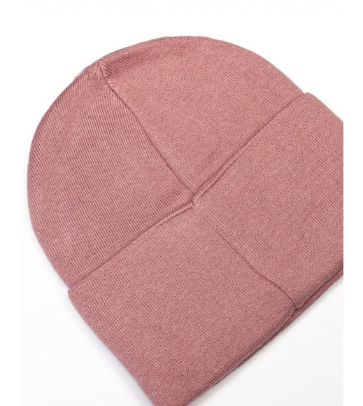 Темно-рожева трикотажна шапка біні