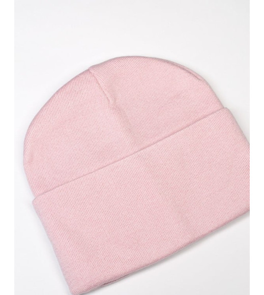 Рожева трикотажна шапка біні