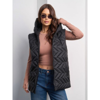 Стеганая черная жилетка с капюшоном