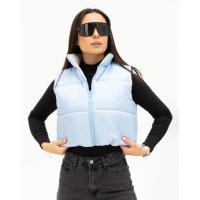 Укороченная жилетка голубого цвета