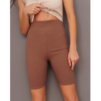 Коричневые велосипедки из фактурного трикотажа