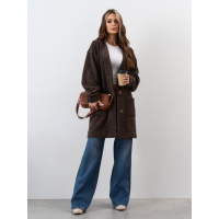 Темно-коричневый свободный кардиган с карманами