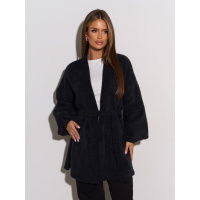 Черный кардиган кроя на запах с объемными рукавами