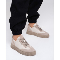 Бежево-белые низкие комбинированные кеды