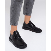 Черные низкие кеды из натуральной кожи