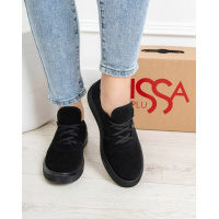 Низкие кеды из натуральной черной замши