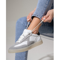 Комбинированные кеды серо-белого цвета