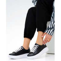 Черные высокие кеды из натуральной кожи