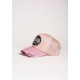 Розовая кепка с кольцами в козырьке и с блестящей аппликацией