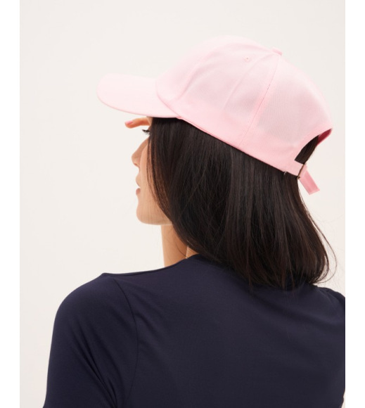 Розовая хлопковая кепка с цветочной вышивкой