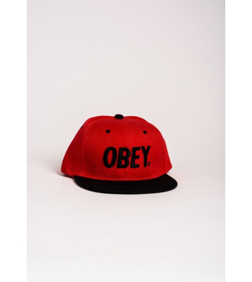 Червона кепка з вишивкою OBEY
