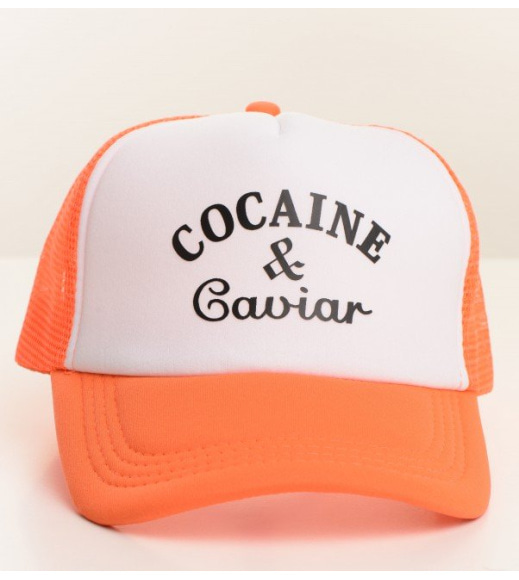 Бейсболка Cocaine & Caviar з помаранчевим козирком і сіткою