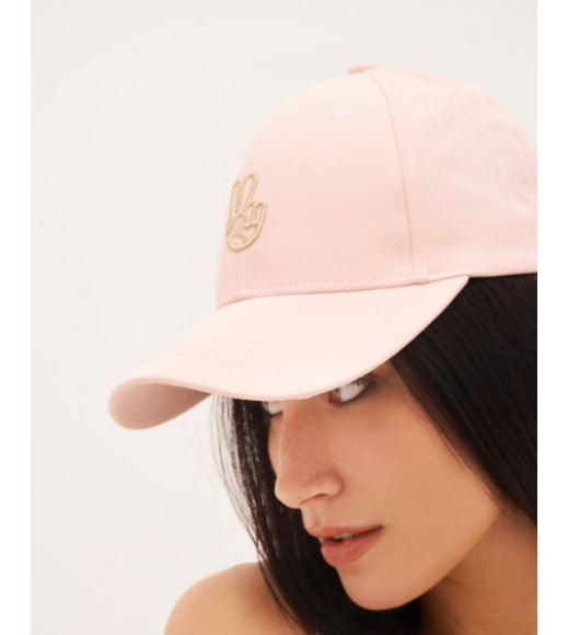 Розовая хлопковая кепка с вышивкой