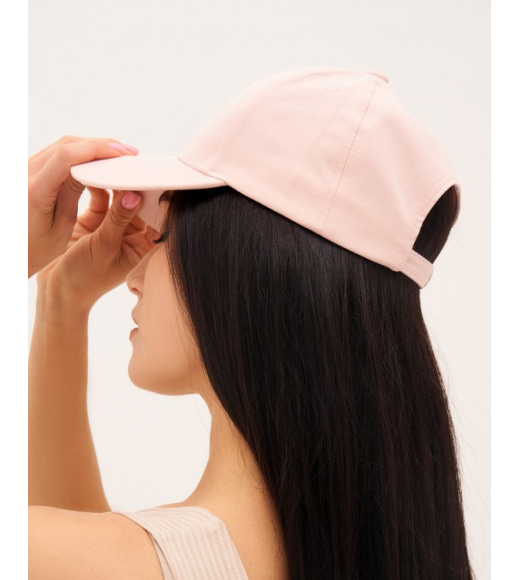 Рожева бавовняна кепка з вишивкою