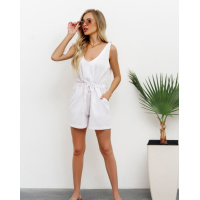 Белый короткий комбинезон на завязках