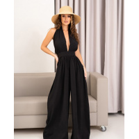 Черный хлопковый комбинезон-трансформер с открытой спиной