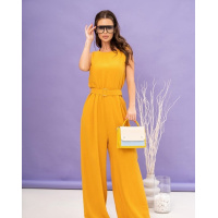 Горчичный комбинезон с широкими брюками
