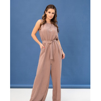 Коричневый комбинезон с широкими брюками