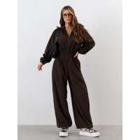 Коричневый флисовый комбинезон на резинках